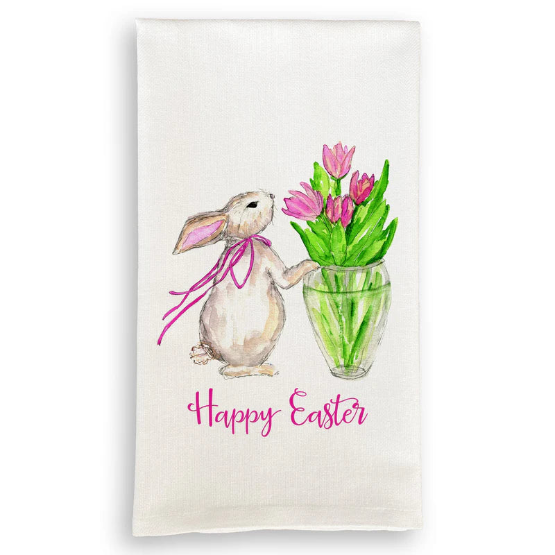 Easter Bunny w/ Tulips Dish Towel