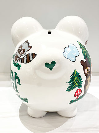 Hand-Painted Personalized Piggy Bank - Forest Animals