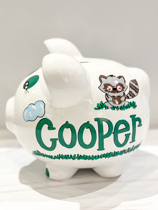 Hand-Painted Personalized Piggy Bank - Forest Animals