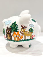 Hand-Painted Personalized Piggy Bank - Forest Animals *TEMPORARILY UNAVAILABLE - See description for details