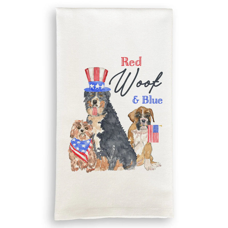 Red Woof & Blue Dish Towel