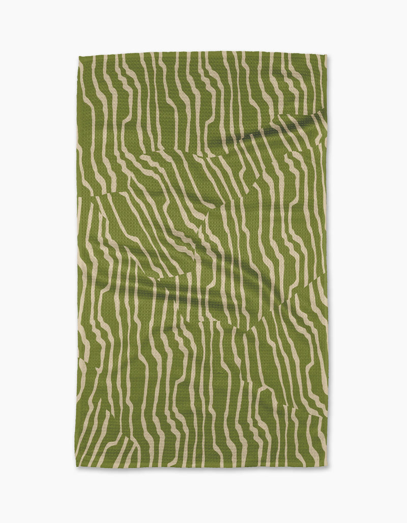 Stripe Funk Ground Green Kitchen Tea Towel