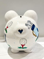 Hand-Painted Personalized Piggy Bank - Golf