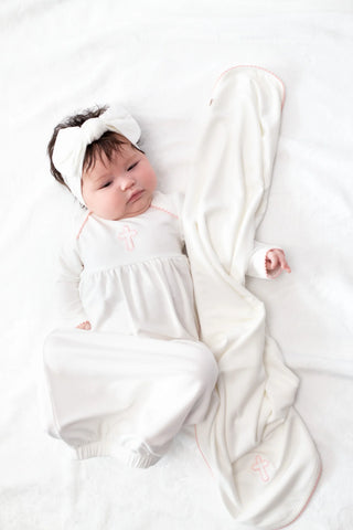 Pink Cross Pip Blanket - Personalization Included - J.A. Whitney