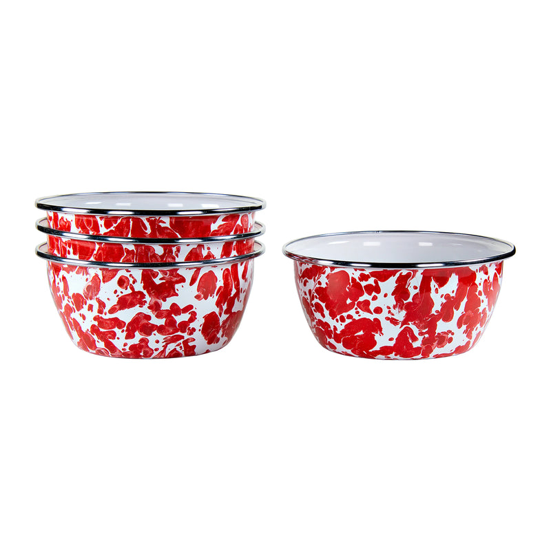 Red Swirl Salad Bowl