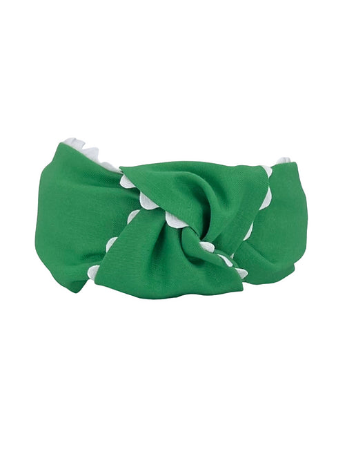 Green Headband with White Scallop