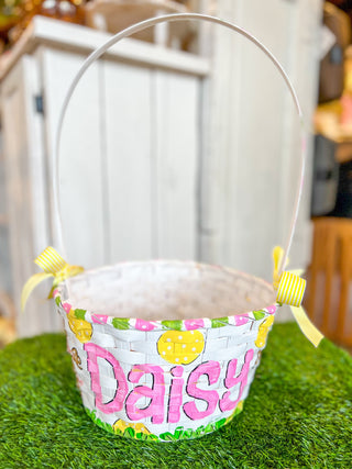 Hand Painted Easter Basket - Girl Cross