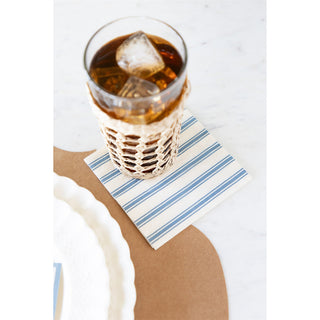 Cornflower Blue Linen Stripe Cocktail Napkin - J.A. Whitney