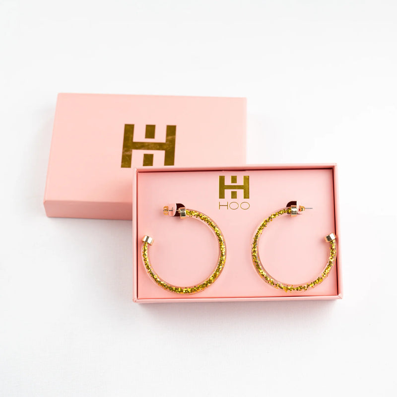 Gold Glitter Hoops