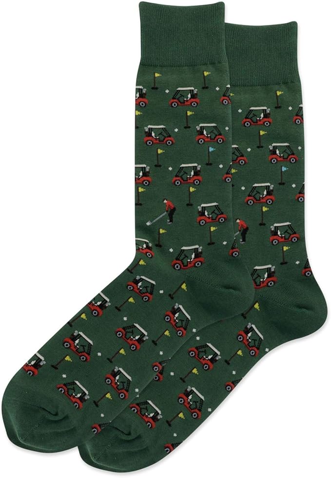 Golf Cart Hunter Green - Men's Crew Socks
