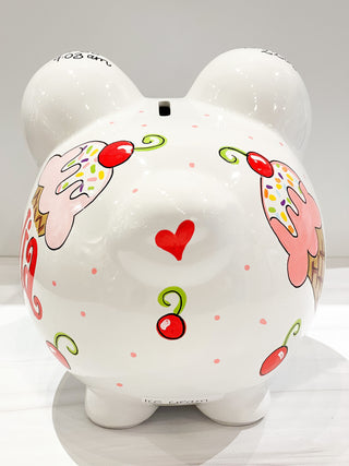 Hand-Painted Personalized Piggy Bank - Ice Cream