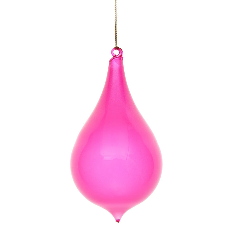 70MM Fuchsia Bubble Gum Teardrop Glitter Ornament