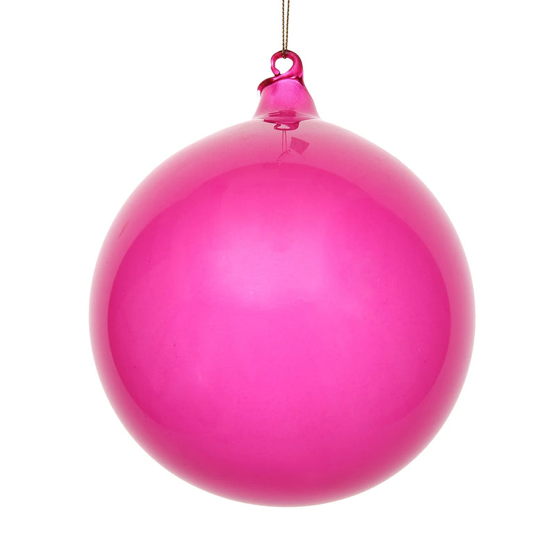 150MM Fuchsia Glitter Bubblegum Ball Glass Ornament