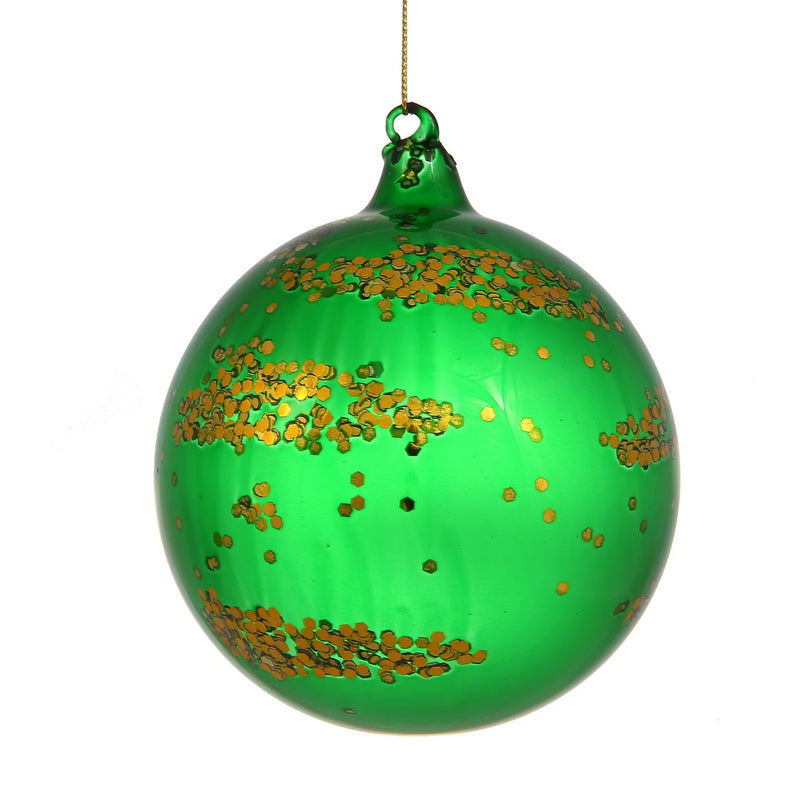 120MM Green Sequin Glass Ball Ornament