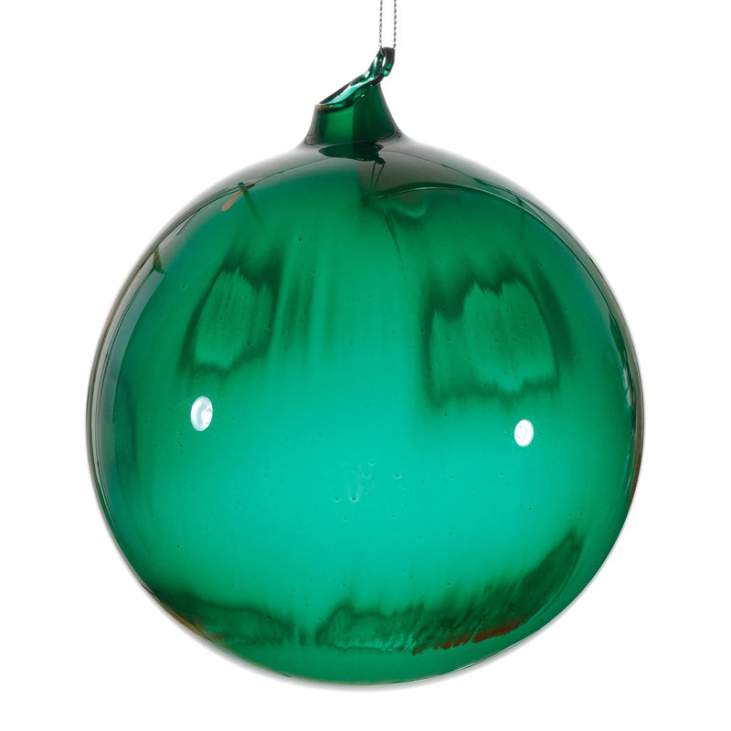 150MM Emerald Metallic Marble Gold Glass Ball Ornament