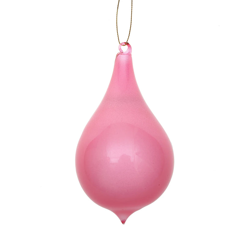 70MM Rose Bubble Gum Teardrop Glitter Ornament