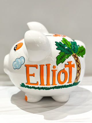 Hand-Painted Personalized Piggy Bank - Jungle Animals