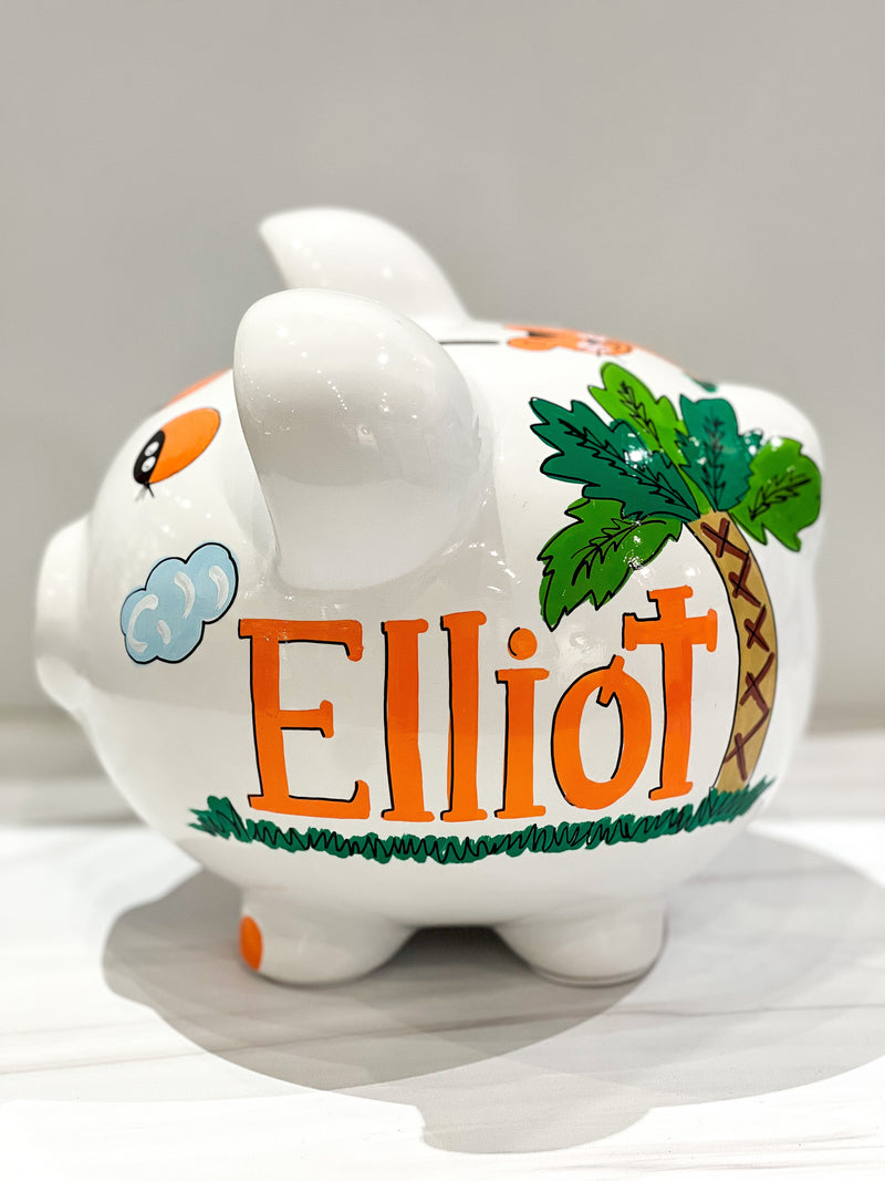 Hand-Painted Personalized Piggy Bank - Jungle Animals *TEMPORARILY UNAVAILABLE - See description for details
