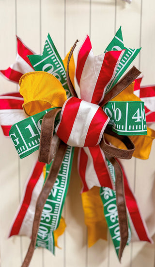 Large Fancy Gameday Bow Featuring Red and Yellow Gold Ribbons