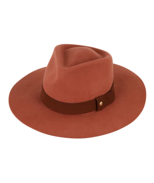 Terracotta Women's Wide Brim Fedora - Cara