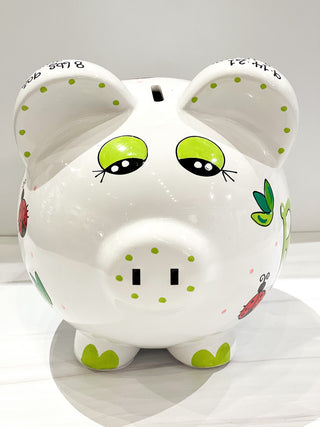 Hand-Painted Personalized Piggy Bank - Ladybugs
