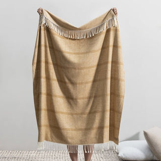 Caramel Montauk Stripe Herringbone Throw (Personalization Included) - J.A. Whitney