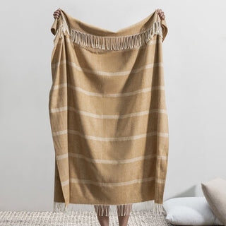 Caramel Montauk Stripe Herringbone Throw (Personalization Included) - J.A. Whitney