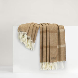 Caramel Montauk Stripe Herringbone Throw (Personalization Included) - J.A. Whitney
