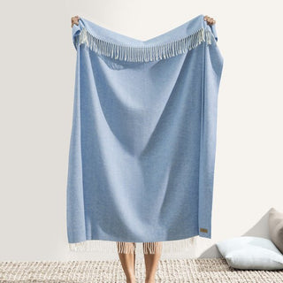 Blue Denim Herringbone Throw - J.A. Whitney