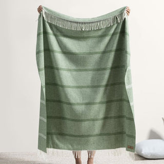 Olive Montauk Stripe Herringbone Throw (Personalization Included) - J.A. Whitney