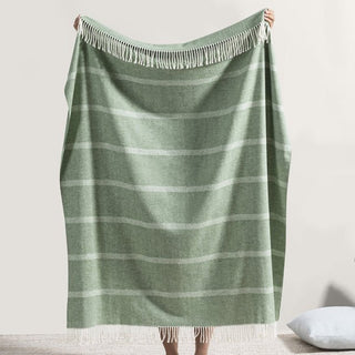 Olive Montauk Stripe Herringbone Throw (Personalization Included) - J.A. Whitney