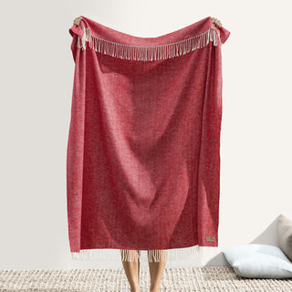 Red Poppy Herringbone Throw (Personalization Included)