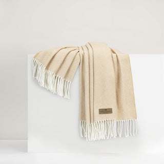 Sand Herringbone Throw (Personalization Included) - J.A. Whitney