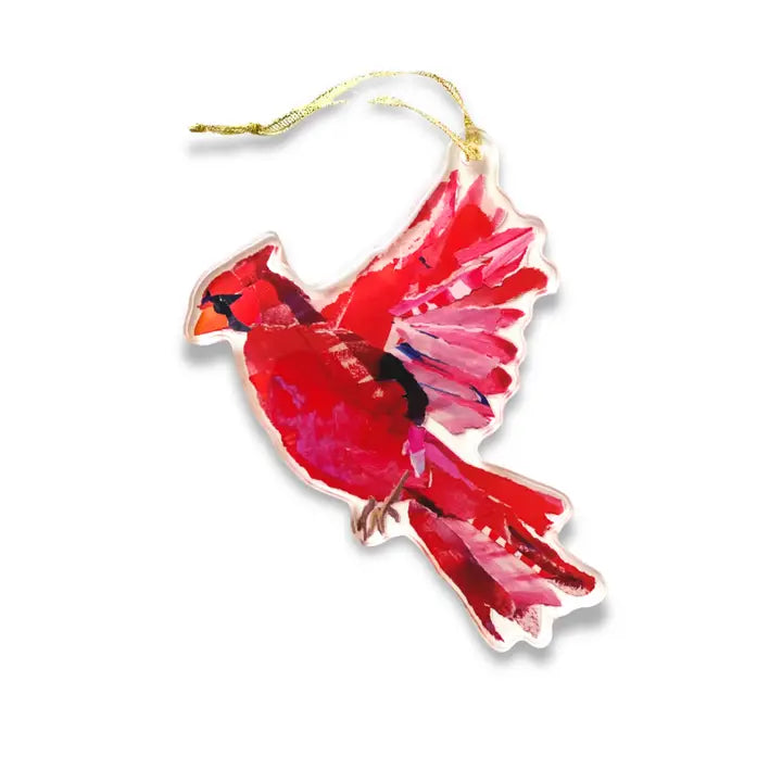 Cardinal in Flight Acrylic Ornament