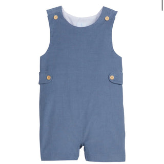 Little English Button Tab John John - Stormy Blue Corduroy - J.A. Whitney