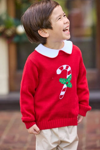 Little English Candy Cane Intarsia Sweater