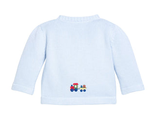 Little English Holiday Train Crochet Cardigan