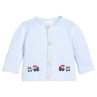 Little English Holiday Train Crochet Cardigan