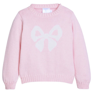 Little English Intarsia Sweater - Light Pink Bow