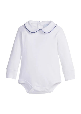Little English Piped Peter Pan Onesie - Gray Blue - J.A. Whitney