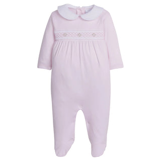 Little English Smocked Footie - Pink Geo