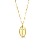 Romans 5:8 16" Petite Oval Cross Pendant Necklace
