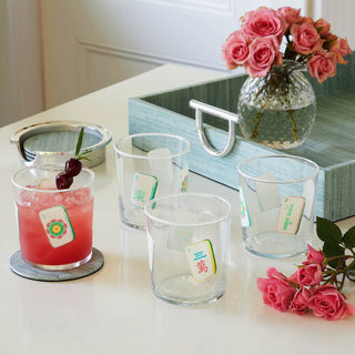Mahjong Double Old Fashioned Glasses - Set of 4