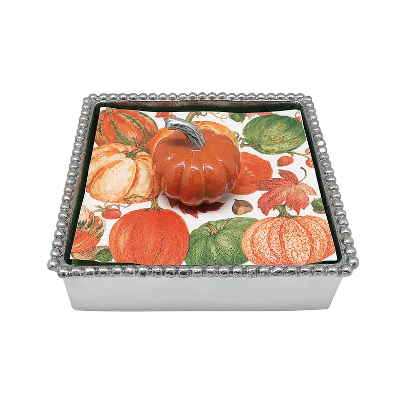 Orange Pumpkin Beaded Napkin Box Set
