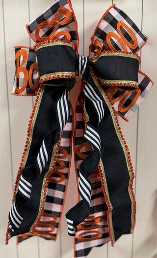 Medium Classic Hand Tied Bow with Halloween Ribbons