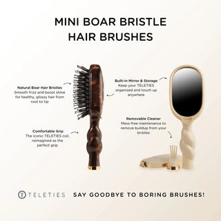 Mini Boar Bristle Hair Brush - Tan - J.A. Whitney