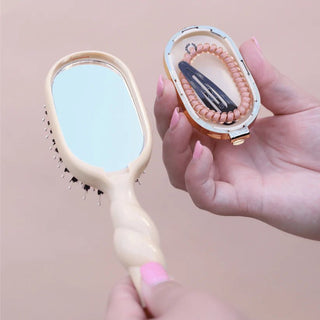 Mini Boar Bristle Hair Brush - Tan - J.A. Whitney