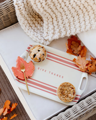 Harvest Give Thanks Striped Reusable Tray