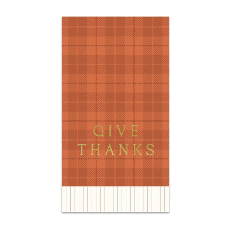 Give Thanks Plaid Paper Dinner Napkins