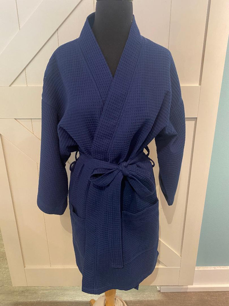 Navy Waffle Robe - Personalization Included